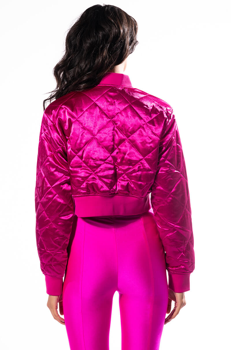 NO CAP CROPPED SATIN BOMBER