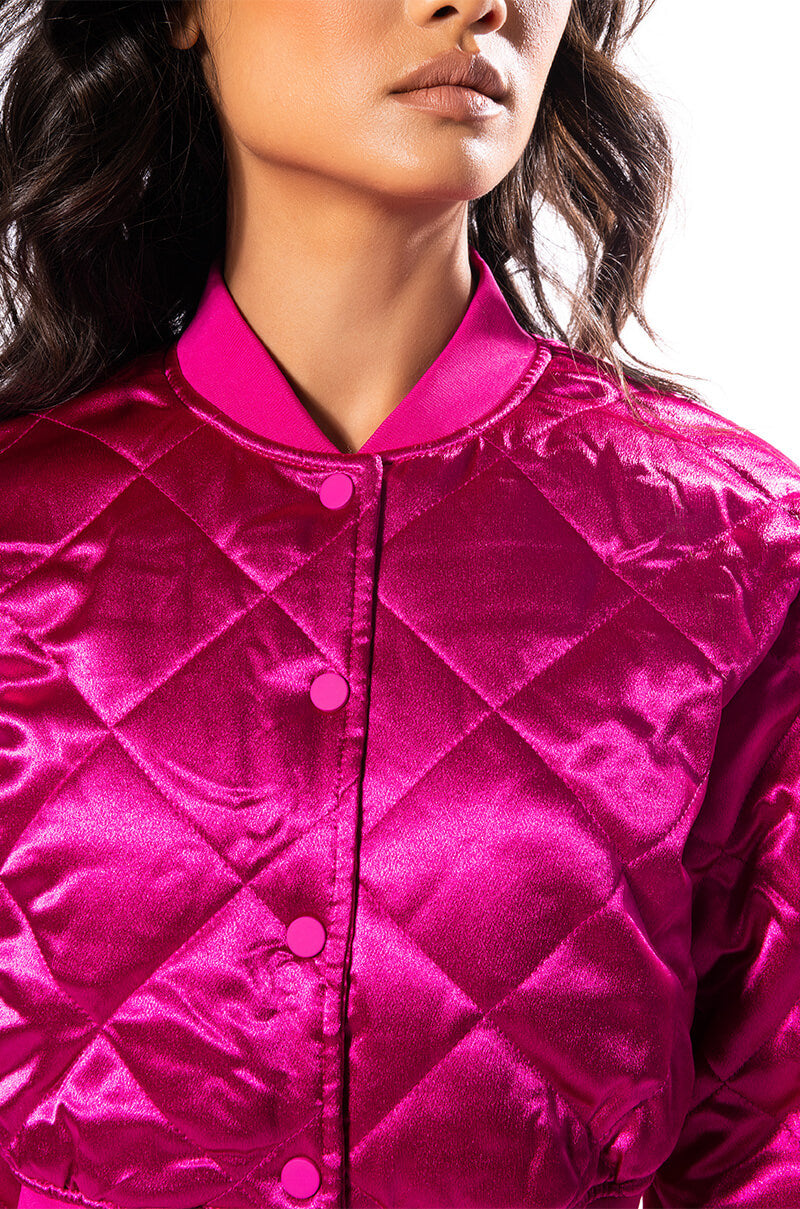 NO CAP CROPPED SATIN BOMBER