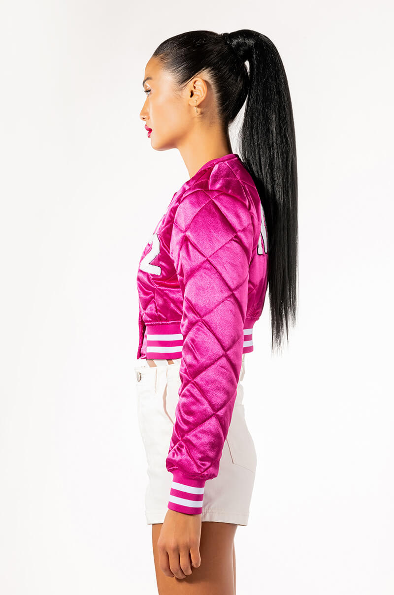 NO CAP CROPPED SATIN BOMBER