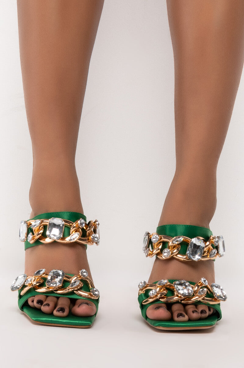 AZALEA WANG NO MORE LIES STILETTO SANDAL IN GREEN