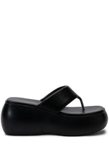 AZALEA WANG ODETTE PU FLATFROM SANDAL IN BLACK
