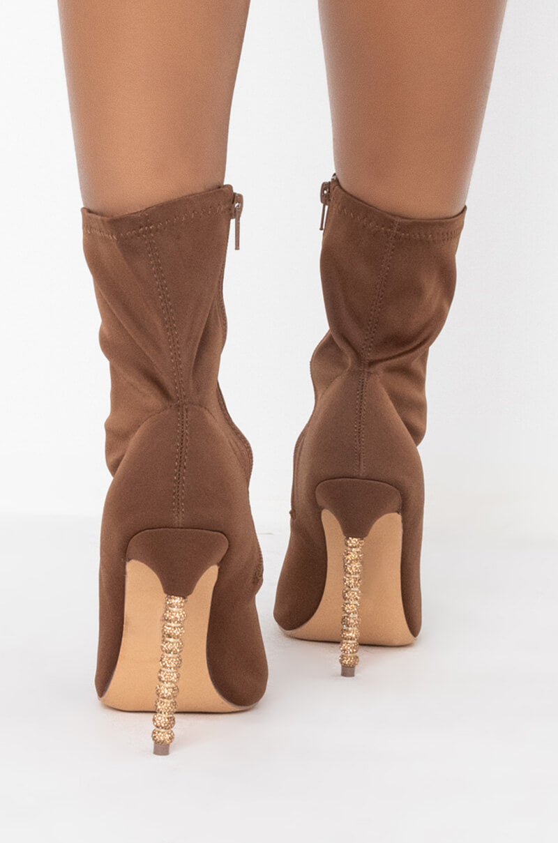 AZALEA WANG ONLY ONE FOR YOU STILETTO BOOTIE IN BROWN