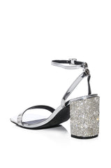 AZALEA WANG PARRY EMBELLISHED CHUNKY SANDAL IN SILVER