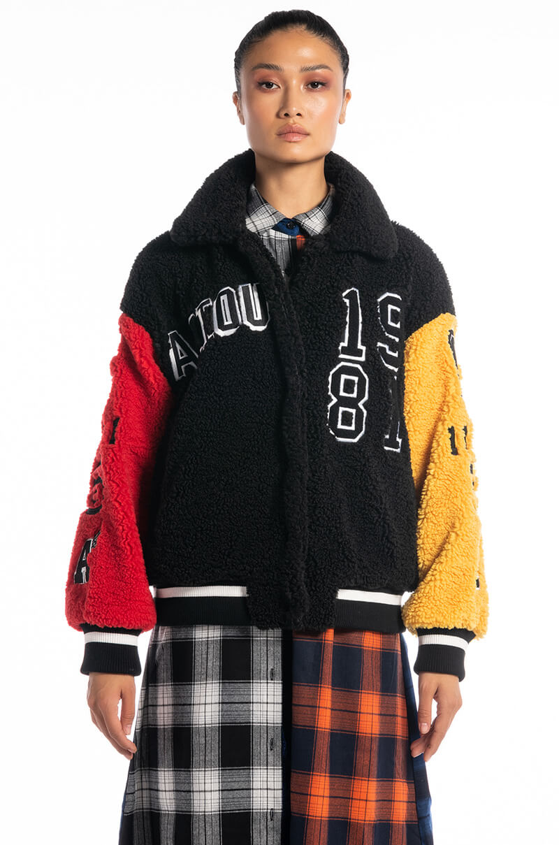 SOLO BEAR TEDDY VARSITY JACKET