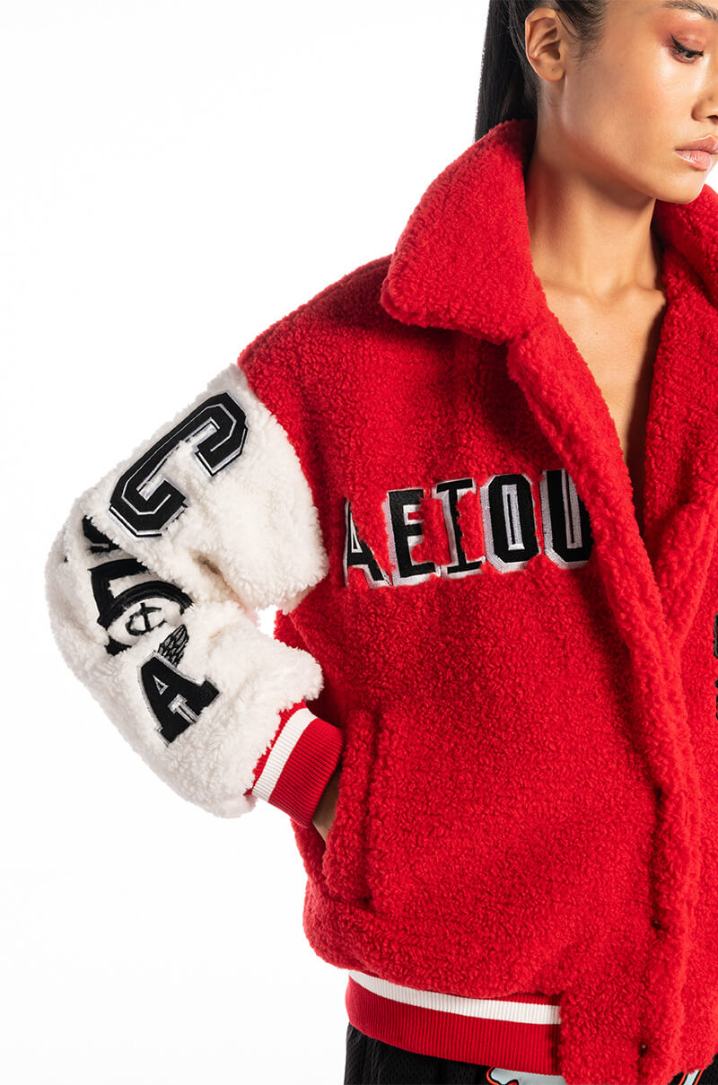 SOLO BEAR TEDDY VARSITY JACKET