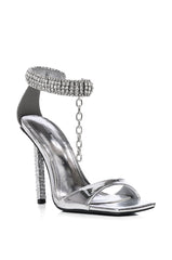AZALEA WANG RASHA SILVER RHINESTONE STRAP SANDAL