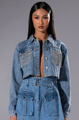 AZALEA WANG JULES DENIM WITH RHINESTONES