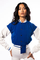 RUNNER FITTED CROP VARSITY BOMBER