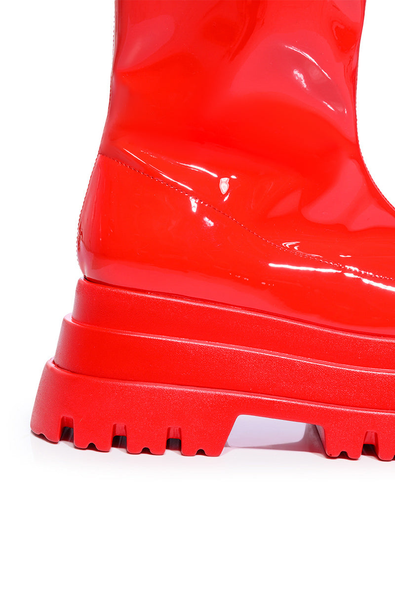 AZALEA WANG RUSH PATENT FLATFROM BOOT IN RED
