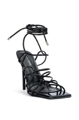AZALEA WANG STRAPPY BLACK PATENT SANDAL