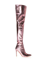 AZALEA WANG THRILLER OVER THE KNEE STILETTO BOOT IN PINK