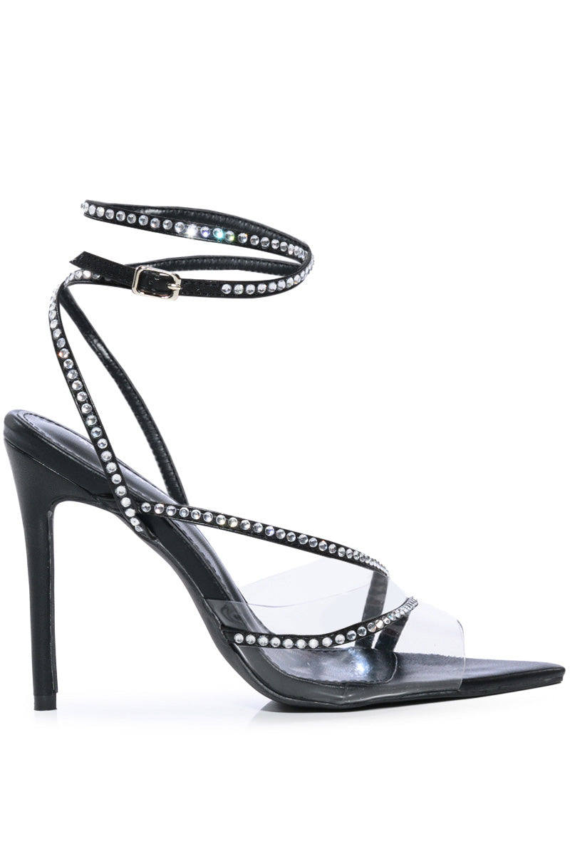 AZALEA WANG SITKA EMBELLISHED STILETTO SNADAL IN BLACK