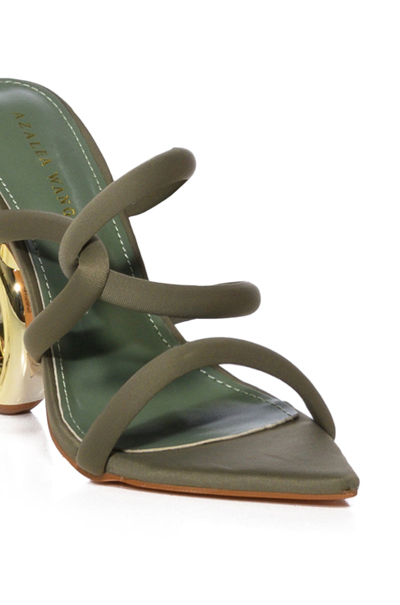 AZALEA WANG YAMKA GREEN NOVELTY GOLD CHAIN HEEL SANDAL
