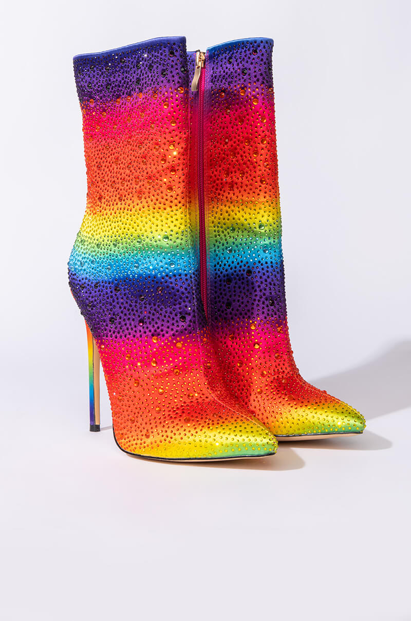 AZALEA WANG SPARKLE LIKE THAT STILETTO BOOTIE IN RAINBOW