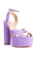 AZALEA WANG STANLEY STRAP ON SEXY CHUNKY SANDAL IN PURPLE