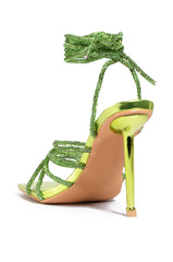 AZALEA WANG STATION SEXY TIE UP STILETTO SANDAL IN LIME