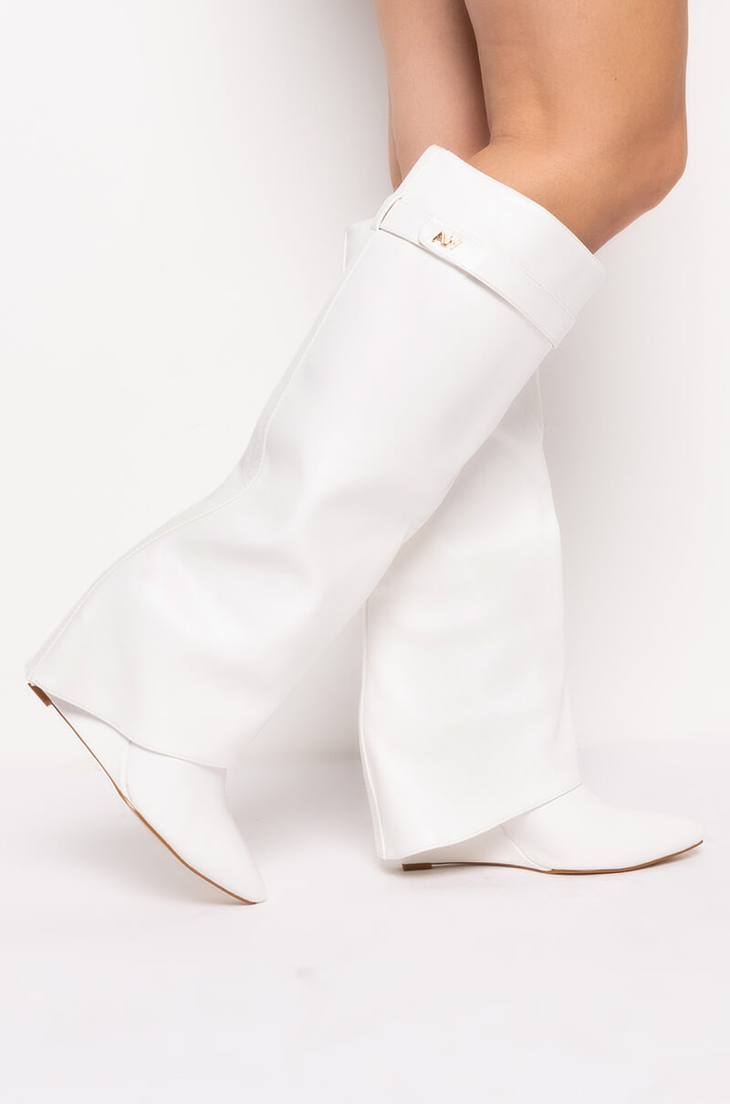 AZALEA WANG STUCK ON YOU WEDGE BOOT IN WHITE