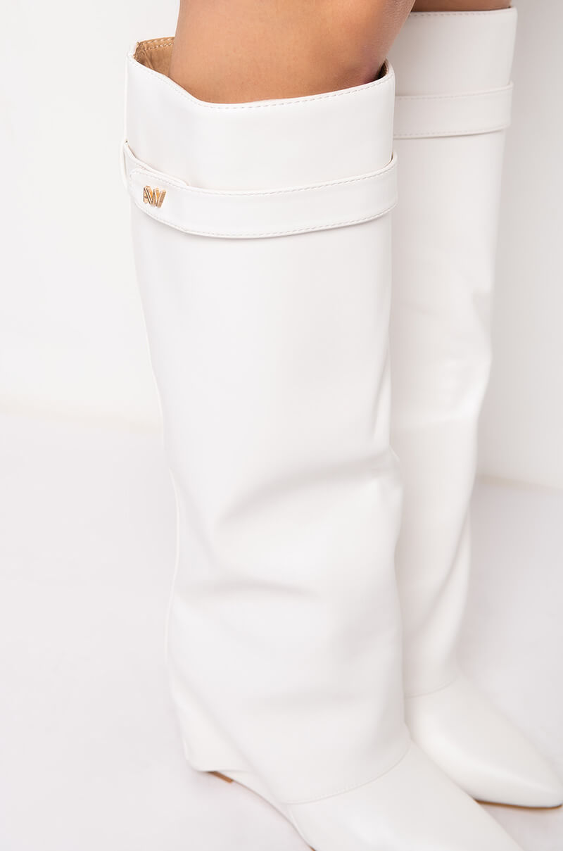 AZALEA WANG STUCK ON YOU WEDGE BOOT IN WHITE