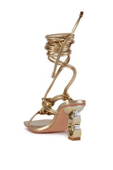AZALEA WANG STUPENDOUS GOLD LINKING HEEL SANDAL
