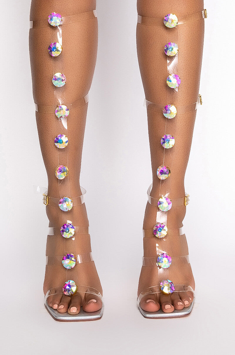 AZALEA WANG SUGAR AND SPICE STILETTO SANDAL IN HOLOGRAM