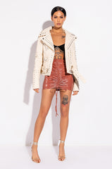 AZALEA WANG SUMMER SET STUDDED MOTO JACKET