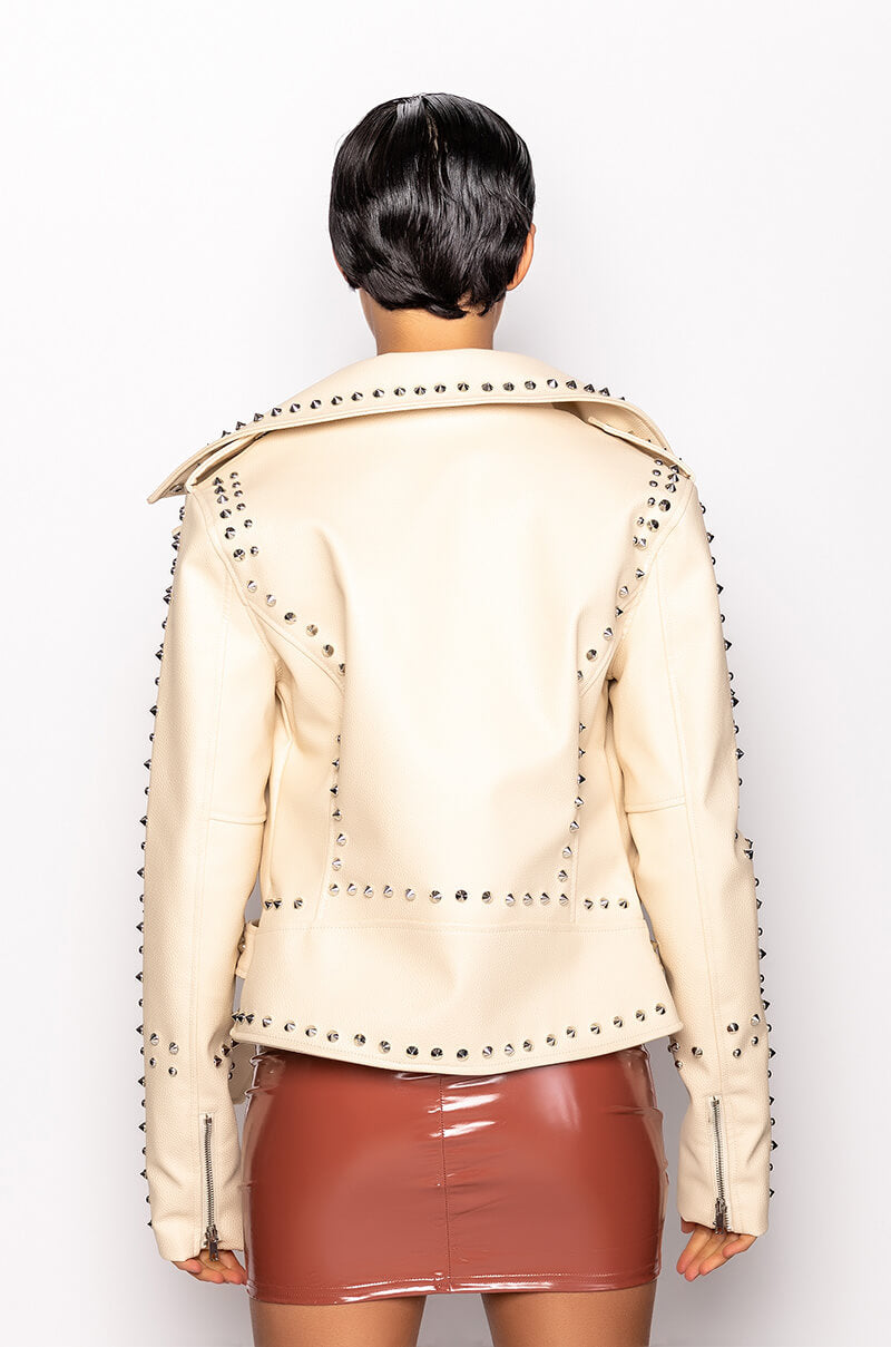 AZALEA WANG SUMMER SET STUDDED MOTO JACKET