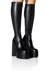 AZALEA WANG SUTTON PU CHUNKY BOOT IN BLACK
