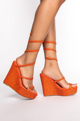 AZALEA WANG TAKE ME TO THE COSMO WEDGE SANDAL IN ORANGE