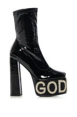 AZALEA WANG TEEGAN GODDESS EMBELLISHED BOOTIE IN BLACK