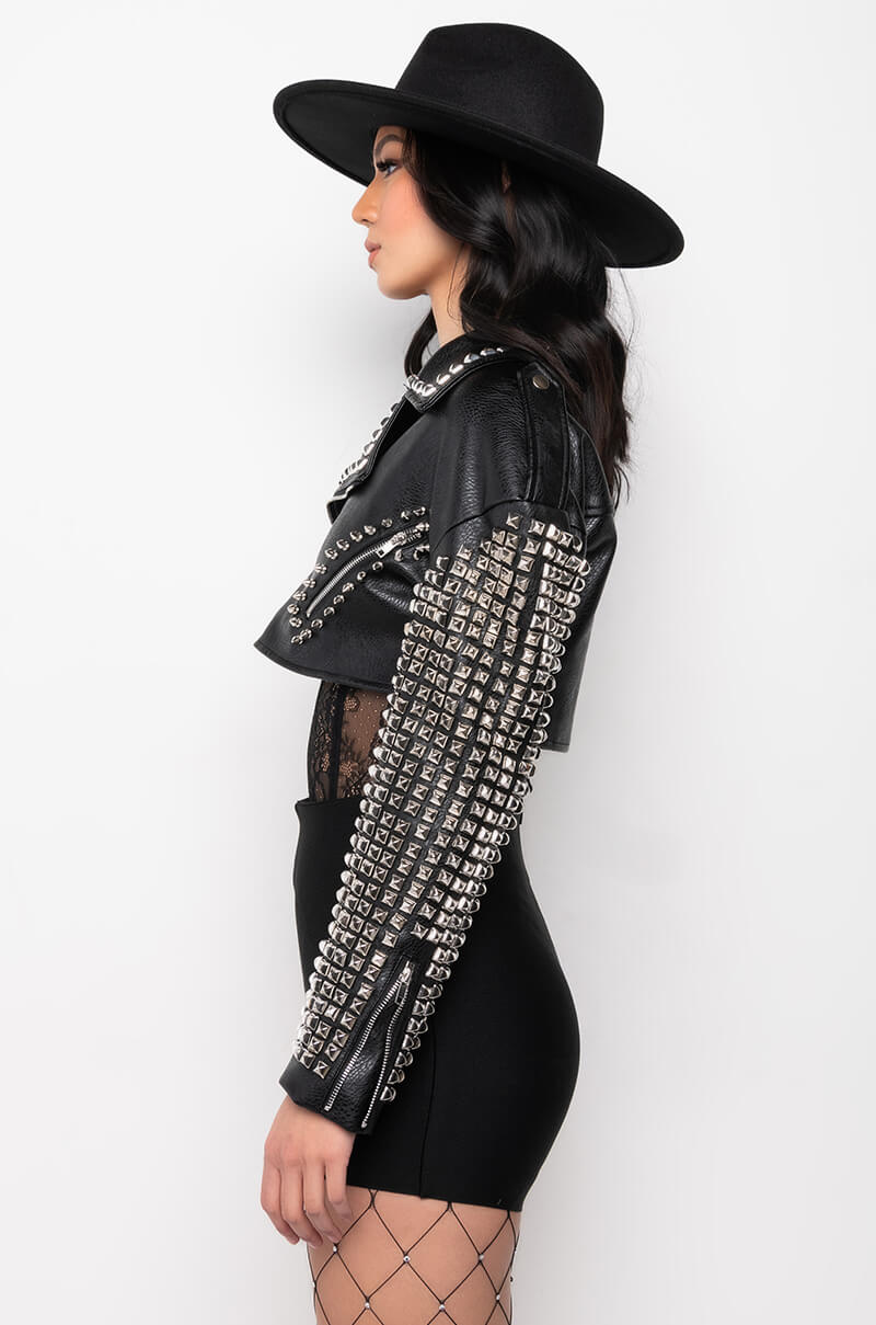 THE ESSENTIAL MOTO JACKET WITH STUDDED ARMS