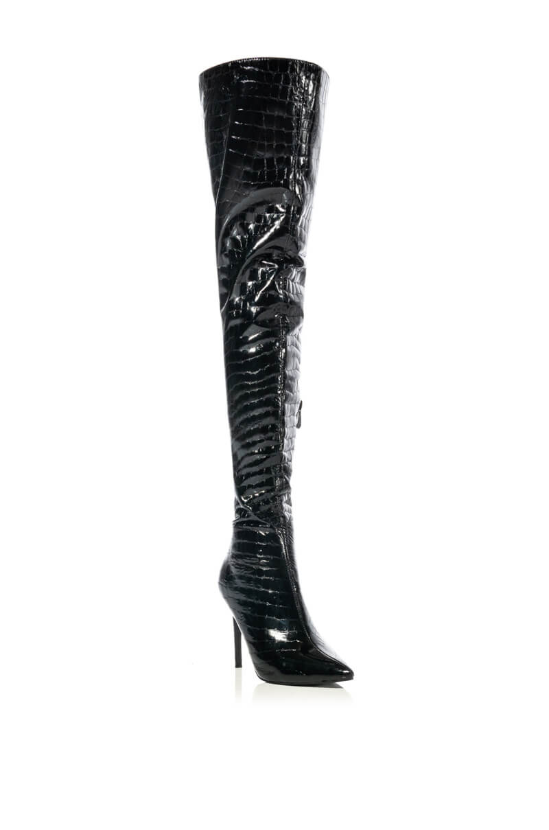 AZALEA WANG THRILLER OVER THE KNEE STILETTO BOOT IN BLACK