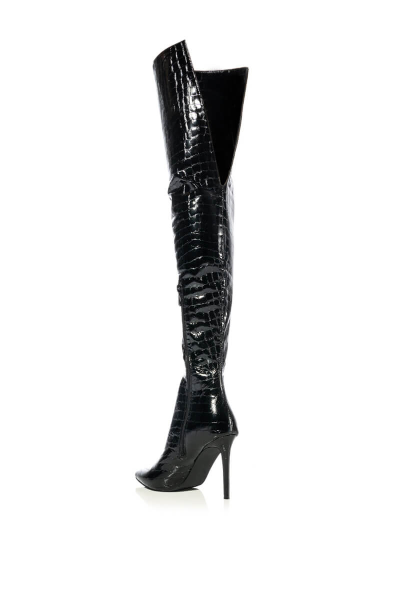 AZALEA WANG THRILLER OVER THE KNEE STILETTO BOOT IN BLACK
