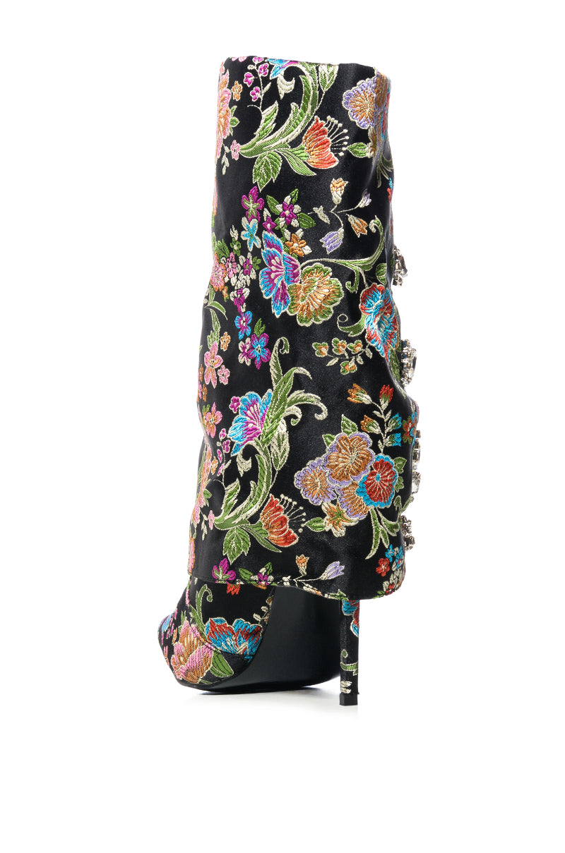 AZALEA WANG TILLEY MULTI PRINT FOLD OVER BOOTIE IN BLACK