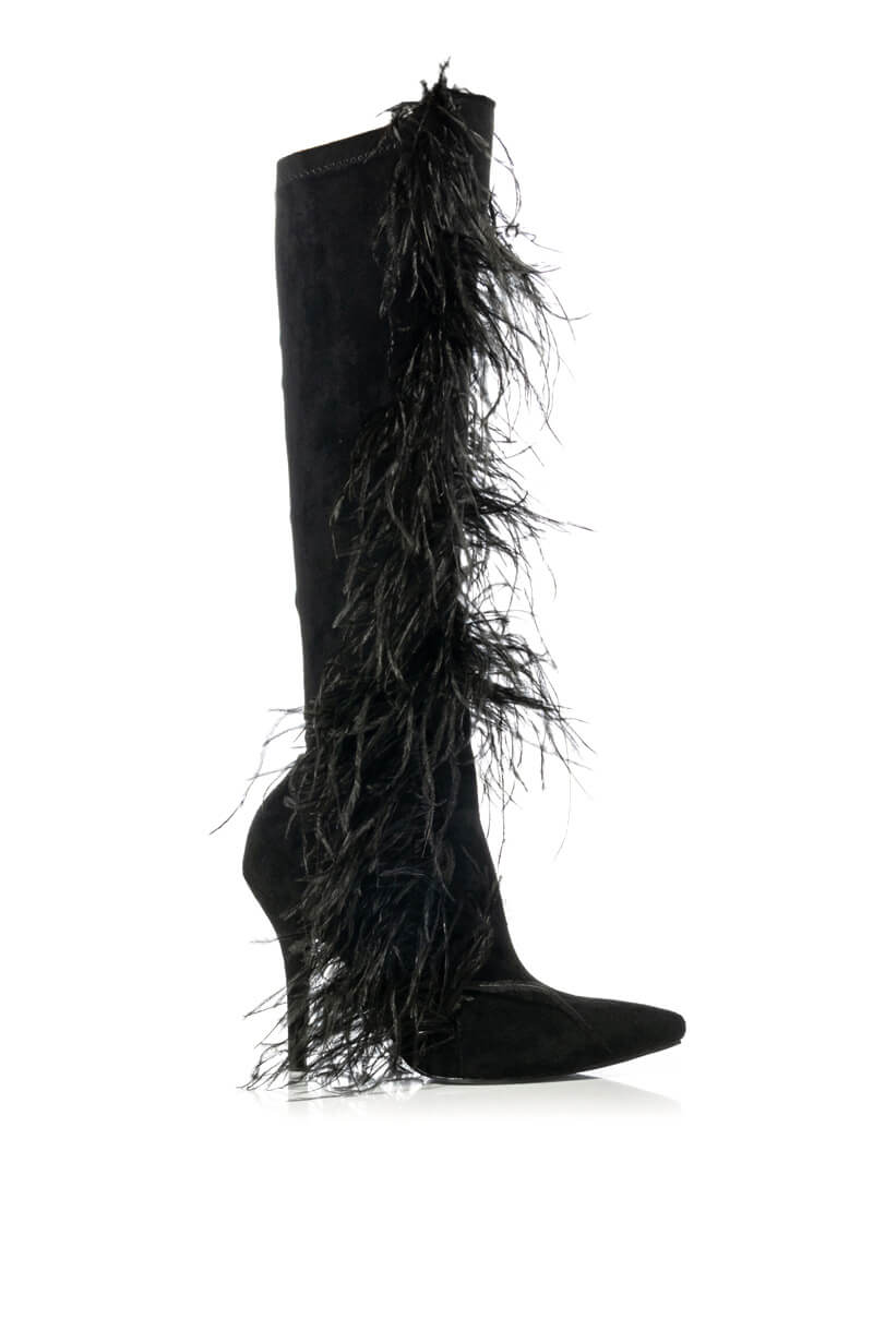 AZALEA WANG TORNADO FEATHER KNEE HIGH BOOT