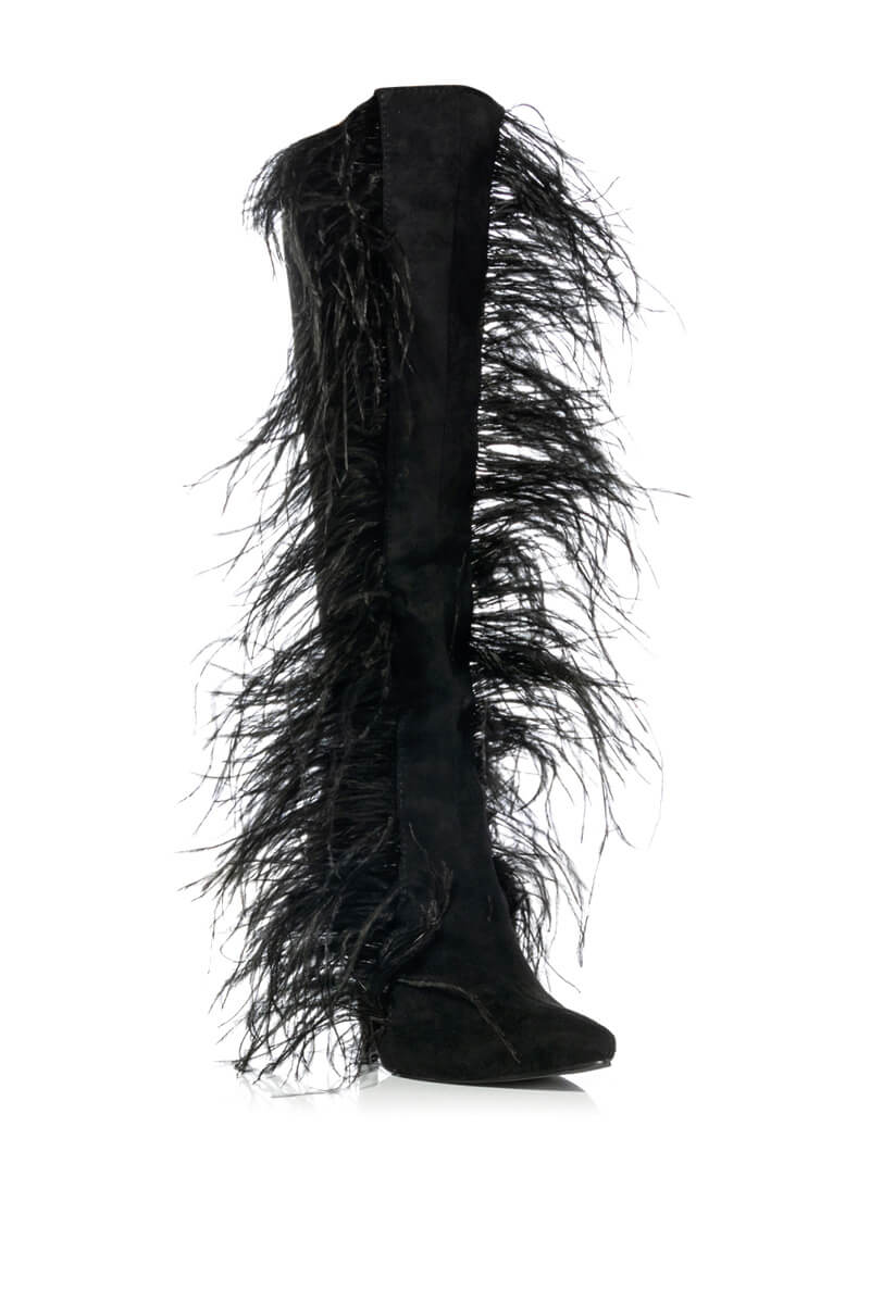 AZALEA WANG TORNADO FEATHER KNEE HIGH BOOT