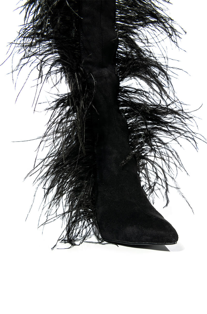 AZALEA WANG TORNADO FEATHER KNEE HIGH BOOT
