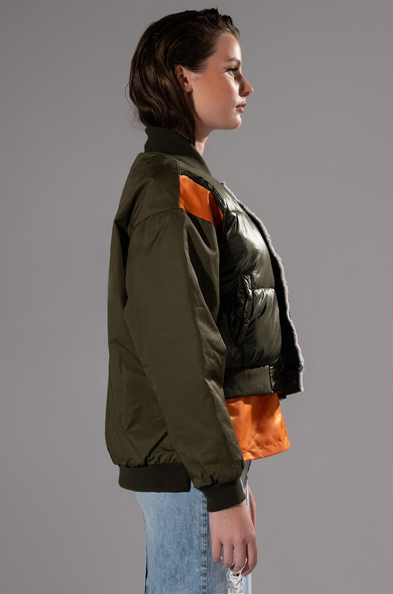 TUCKER MIXED DENIM BOMBER JACKET