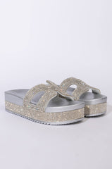 AZALEA WANG TURN IT UP FLATFORM SANDAL IN SILVER