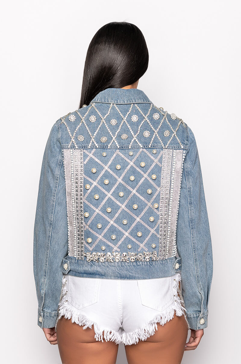 CARLI ULTRA BEDAZZLE RHINESTONE DENIM JACKET