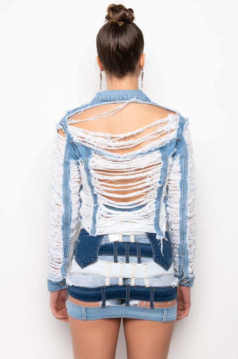 ULTRA DISTRESSED CROP DENIM JACKET