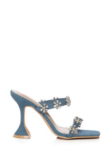AZALEA WANG UNI FLOWER EMBELLISHED DENIM SANDAL