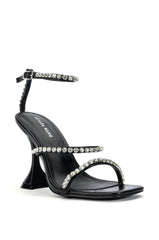 AZALEA WANG UNLIMITED EMBELLISHED SANDAL IN BLACK