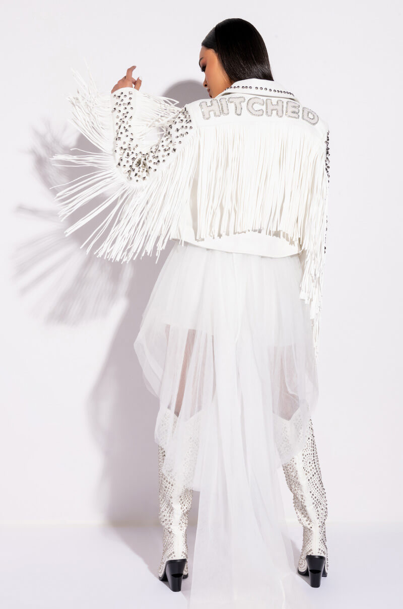 KARL WON THE JACKPOT FRINGE HITCHED MOTO JACKET