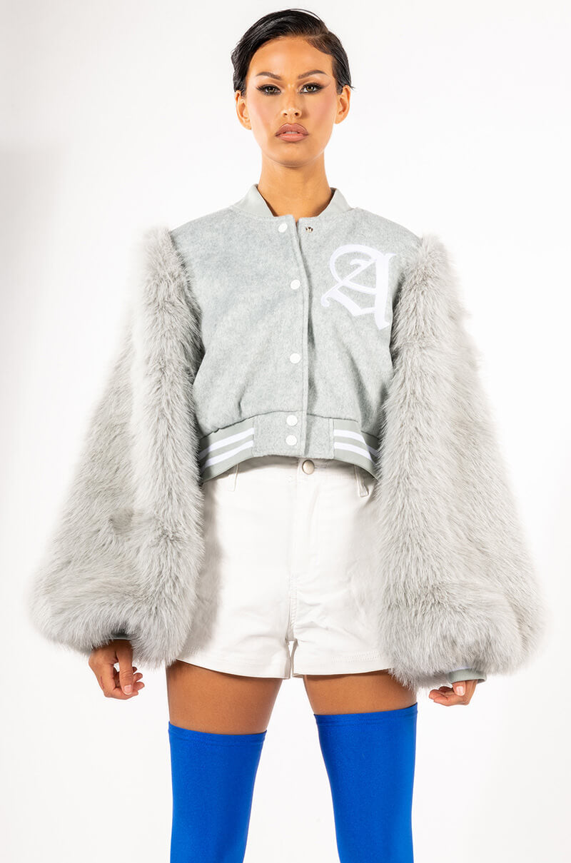 BOMBER WITH FUR SLEEVES