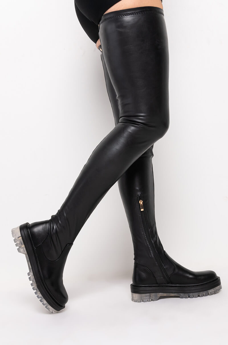 AZALEA WANG WON'T LET YOU DOWN FLATFORM BOOT IN CLEAR