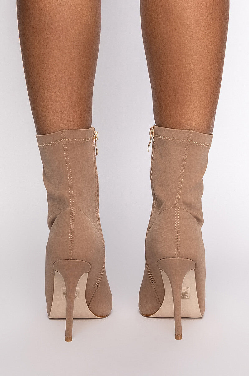 AZALEA WANG WORK FOR IT STILETTO BOOTIE IN BROWN