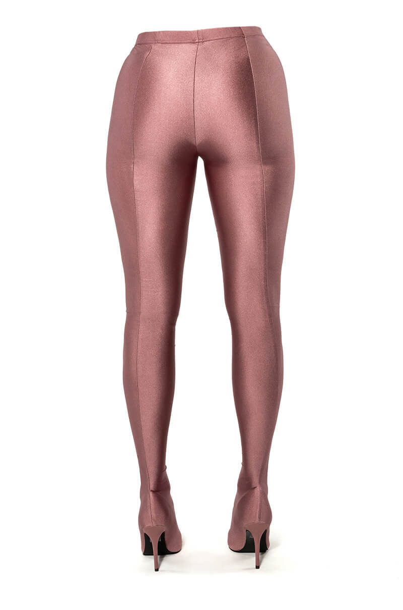 AZALEA WANG TAYTAY SEXY STILETTO BOOT PANT IN TAUPE STRETCH
