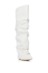 AZALEA WANG ZUMMA WHITE RUCHED WEDGE BOOT