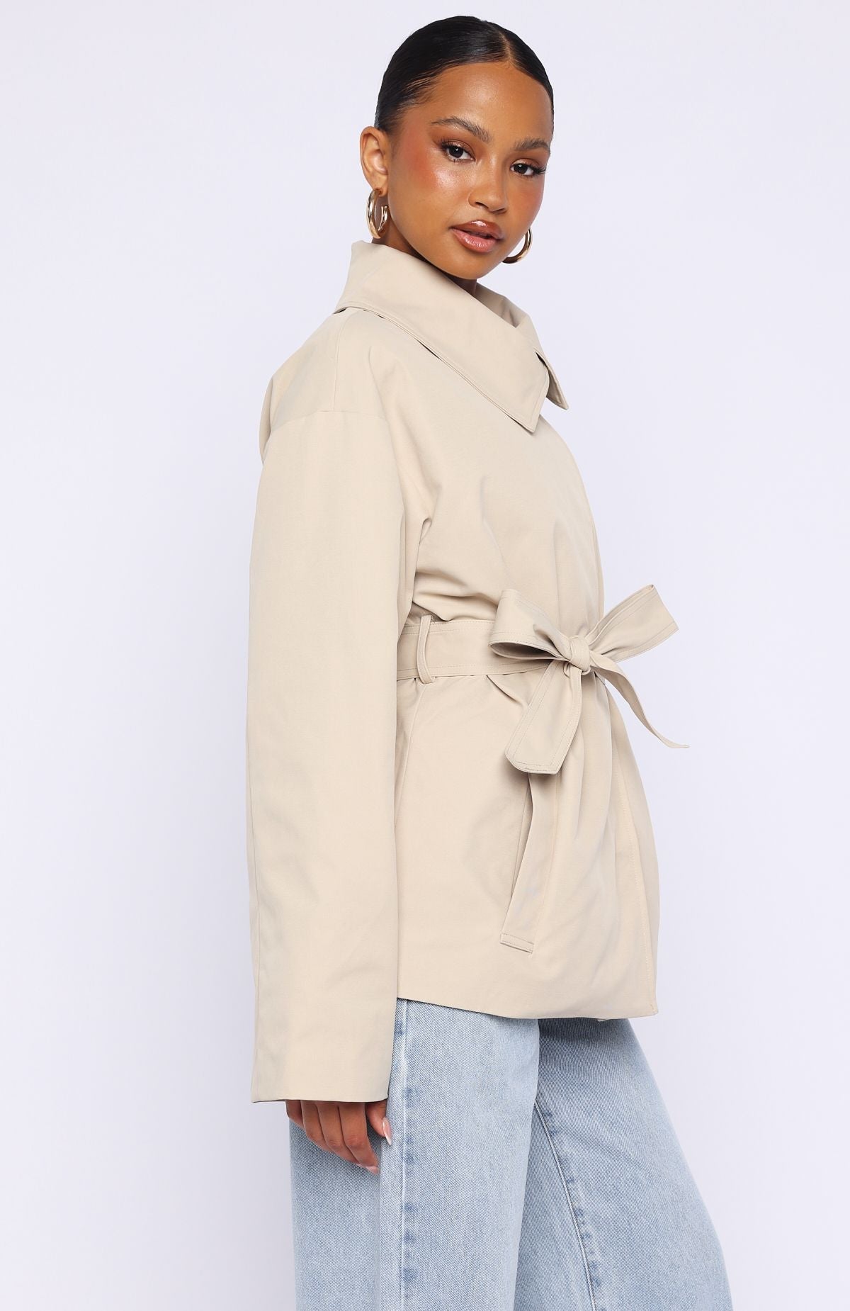 Could Touch Cropped Trench Jacket Sand