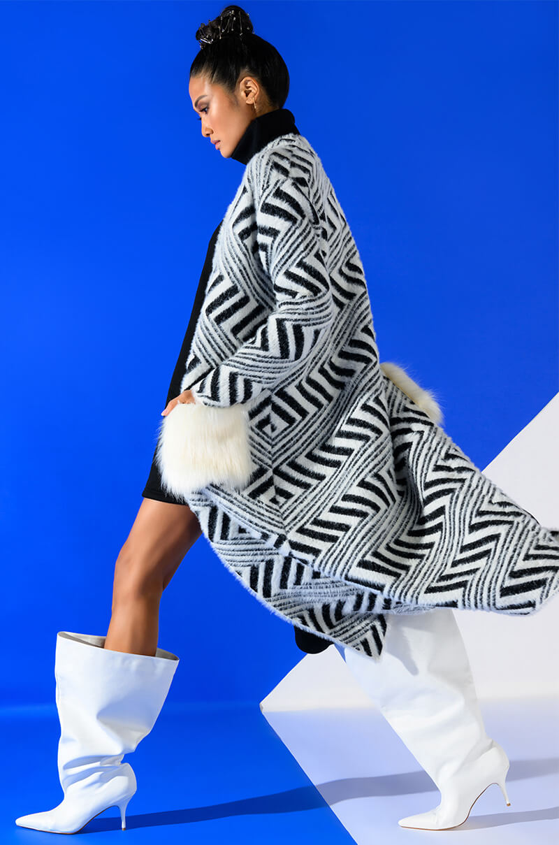BACK TO BUSINESS FAUX FUR DETAIL CARDIGAN